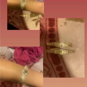 Gold-Tone Women's Oval Crystal Bracelet - Elegantly Sparkling both for $13